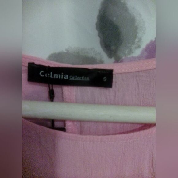 Elegant Blush Pink Midi Dress with Asymmetrical Hem - Picture 2 of 5